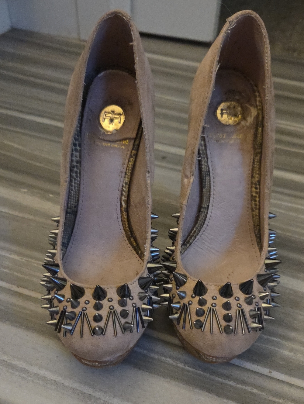 Studded Beige Women’s Pumps